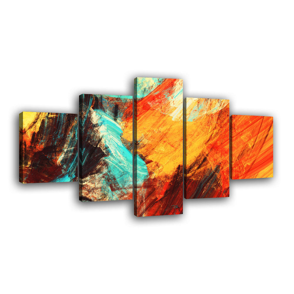 Abstract Red and Orange Brushstroke Canvas Wall Art