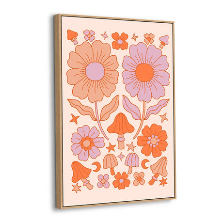 Retro Bloom Garden Canvas Wall Art