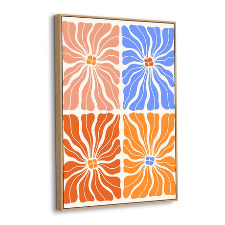 Retro Bloom Quartet Canvas Wall Art