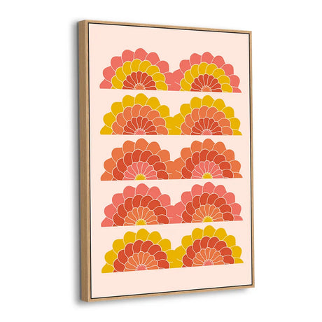 Retro Bloom Rows Canvas Wall Art