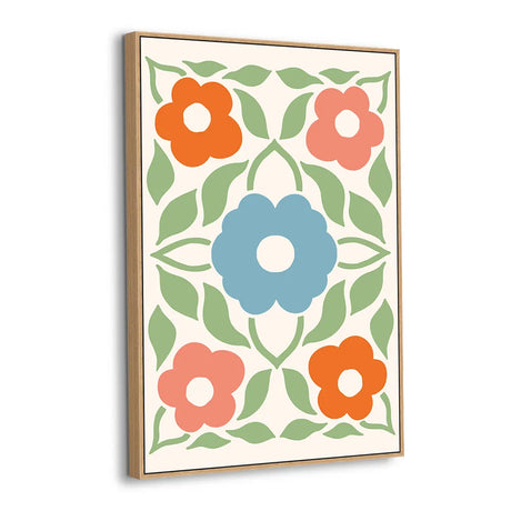 Retro Blossom Harmony Canvas Wall Art