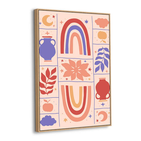 Retro Elements Patchwork Canvas Wall Art