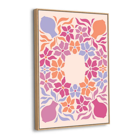 Retro Floral Wreath Canvas Wall Art