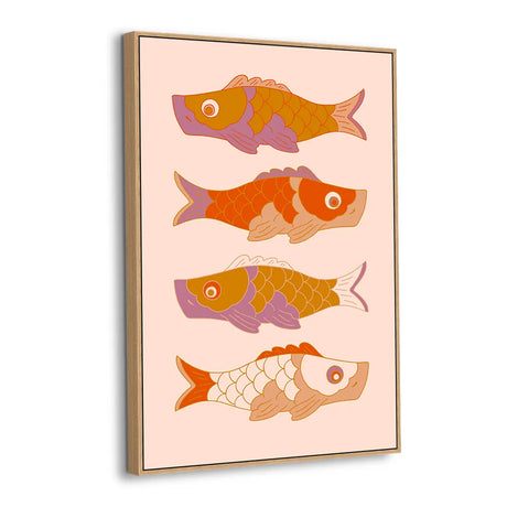 Retro Koi Parade Canvas Wall Art