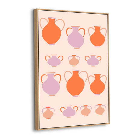 Retro Pottery Parade Canvas Wall Art