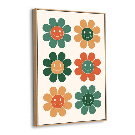 Retro Smiley Bloom Canvas Wall Art