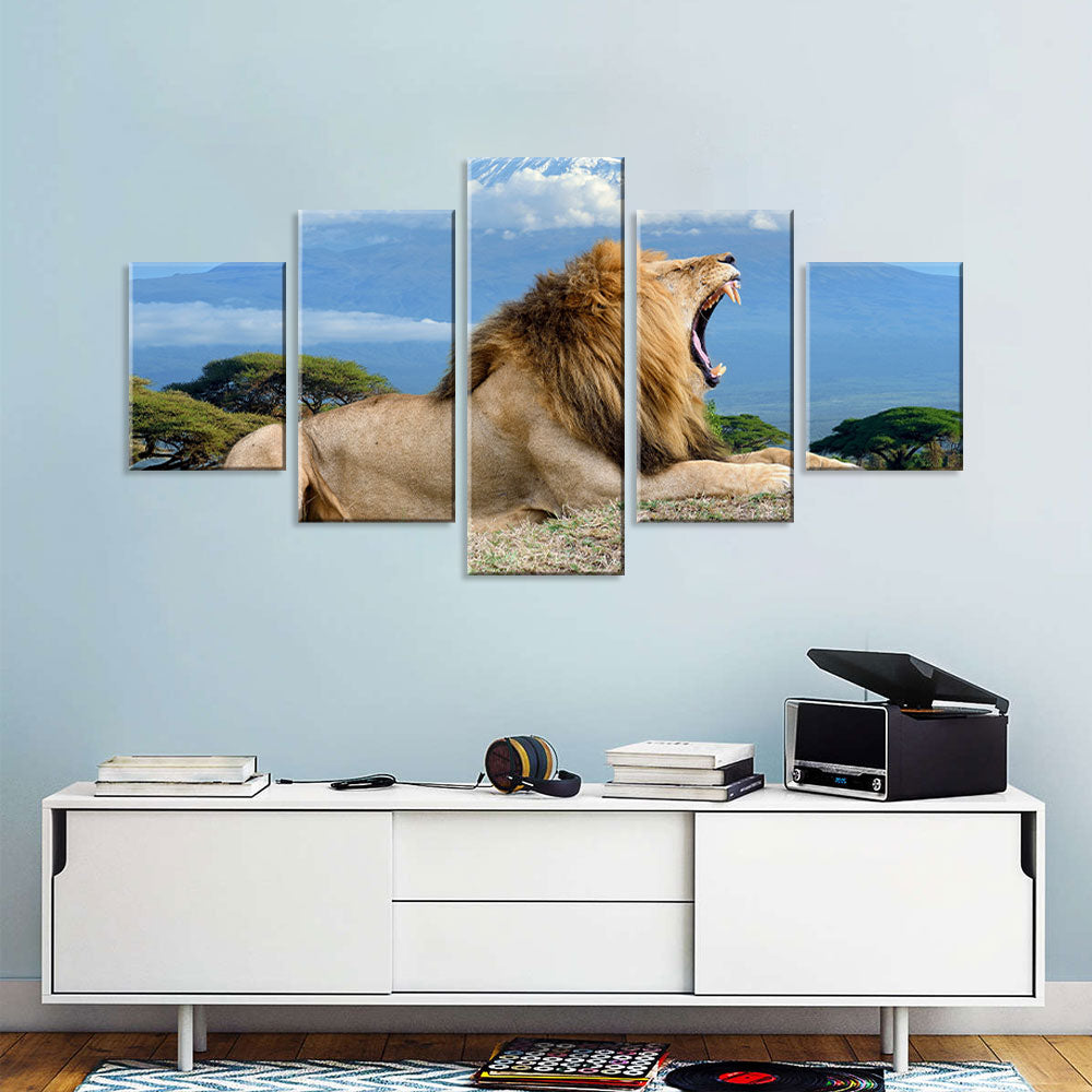 Roaring Safari Lion Canvas Wall Art