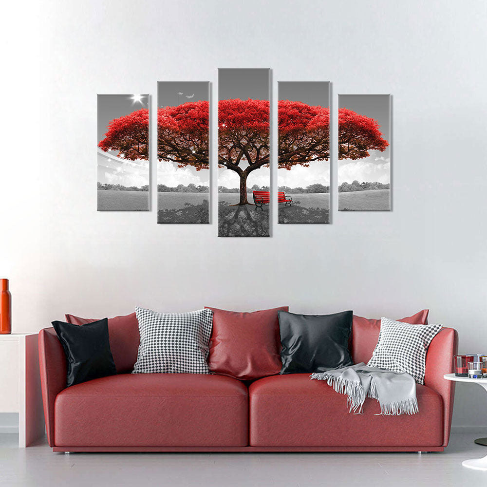 Romantic Red Tree Canvas Wall Art