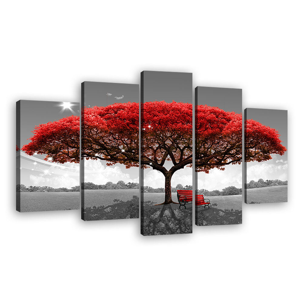 Romantic Red Tree Canvas Wall Art