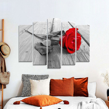 Rose on Wood Canvas Wall Art