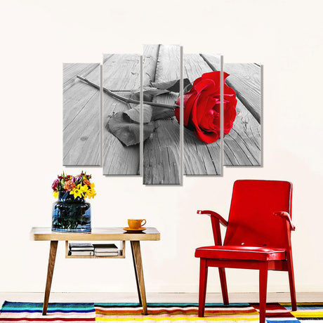 Rose on Wood Canvas Wall Art