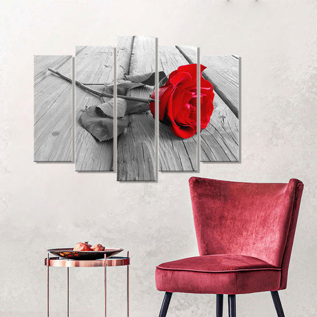 Rose on Wood Canvas Wall Art