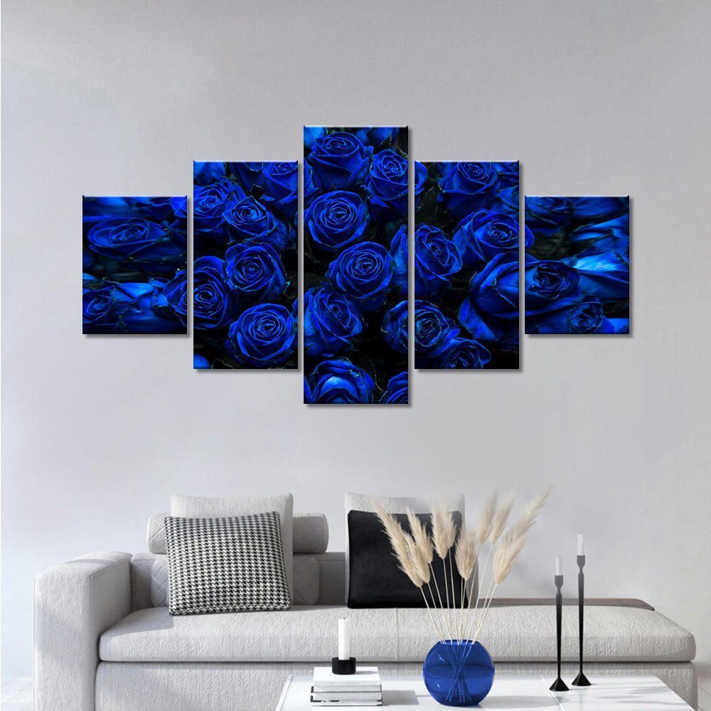 Royal Blue Roses Canvas Wall Art