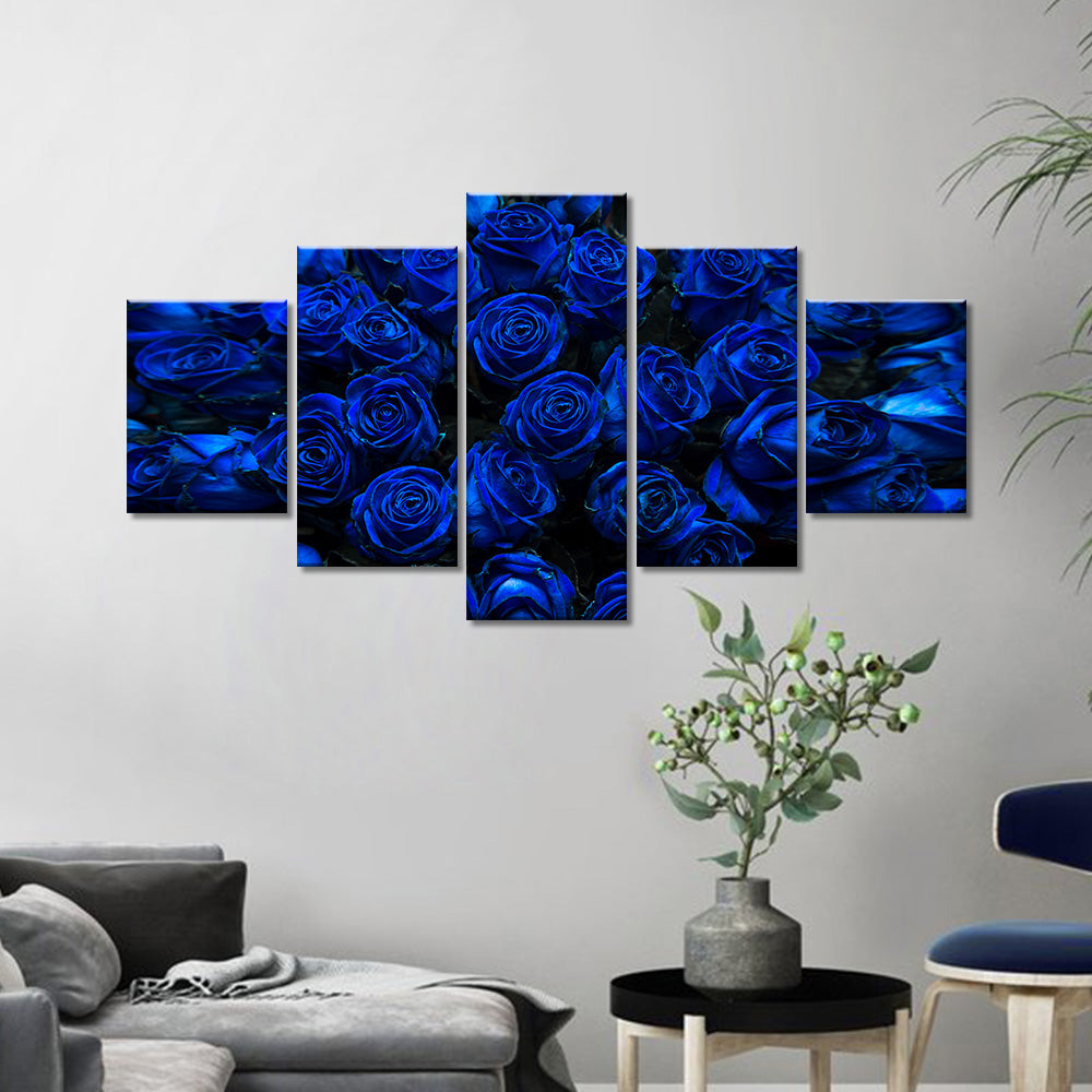 Royal Blue Roses Canvas Wall Art