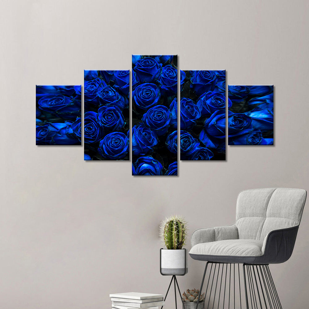 Royal Blue Roses Canvas Wall Art