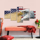 Rustic American Flag With Eagle Canvas Wall Art