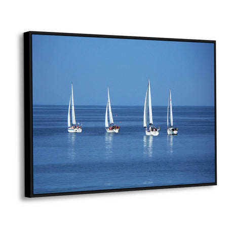 Sailing In Harmony - Four Boats On Calm Waters Canvas Wall Art