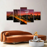 San Francisco Bay Bridge Night View Canvas Wall Art