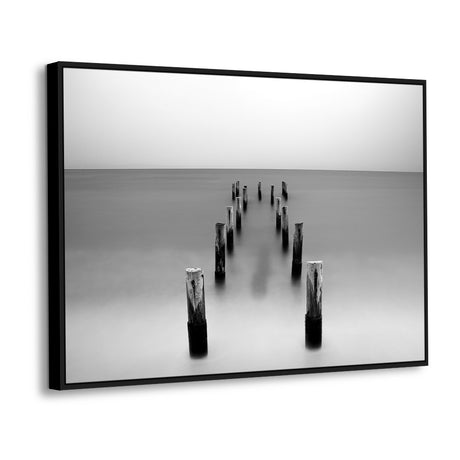 Serene Black And White Beach Pier Canvas Wall Art