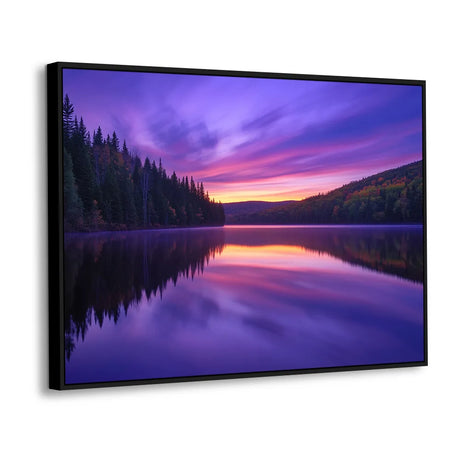 Serene Lake Reflection At Sunset - Tranquil Twilight Canvas Wall Art