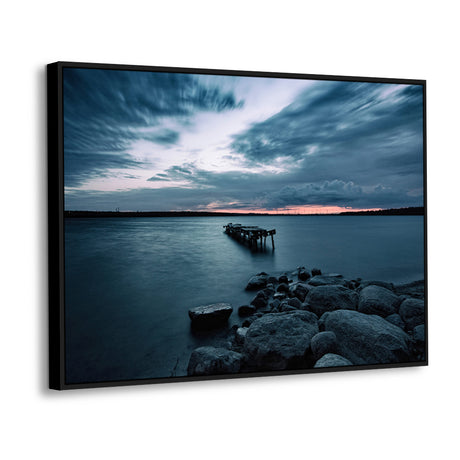 Serene Pier At Dusk  – Tranquil Seaside Landscape Canvas Wall Art