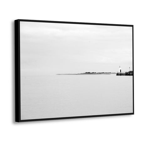 Serene Shores - Black & White Ocean Canvas Wall Art