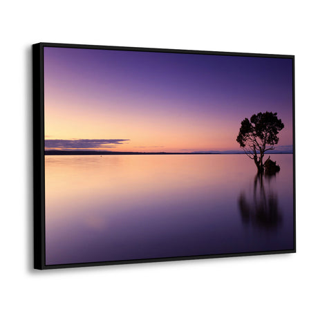Serene Twilight - Tranquil Sunset Over Water Canvas Wall Art