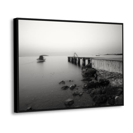 Serene Waters - Black & White Pier Canvas Wall Art