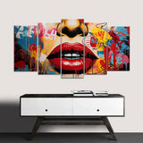 Sexy Woman Lips Graffiti Canvas Wall Art