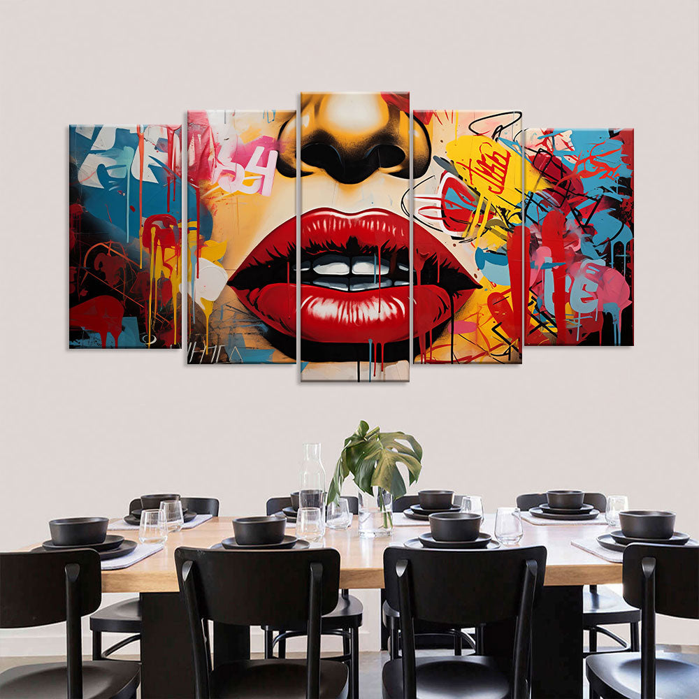 Sexy Woman Lips Graffiti Canvas Wall Art