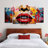 Sexy Woman Lips Graffiti Canvas Wall Art