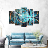 Shiny Blue Fractal Flower Canvas Wall Art