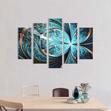 Shiny Blue Fractal Flower Canvas Wall Art