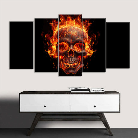 Burning Skull Canvas Wall Art