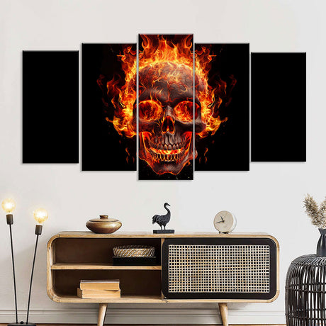 Burning Skull Canvas Wall Art