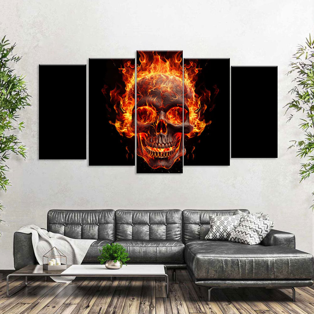 Burning Skull Canvas Wall Art