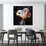 Snoopy Graffiti On Black Canvas Wall Art