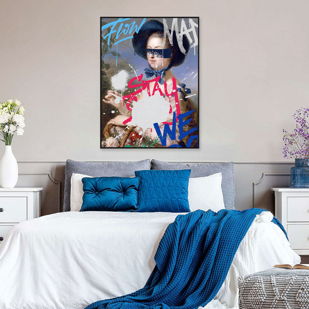 Splash Gorgeous Woman In Hat Graffiti Canvas Wall Art