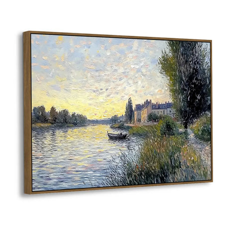 Sunlit Riverbanks: An Impressionist Landscape Canvas Wall Art