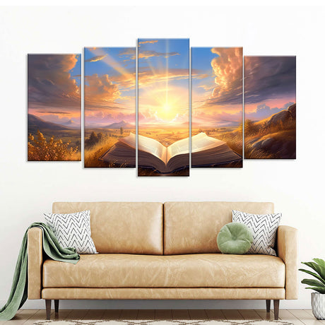 Sunset Holy Bible Canvas Wall Art