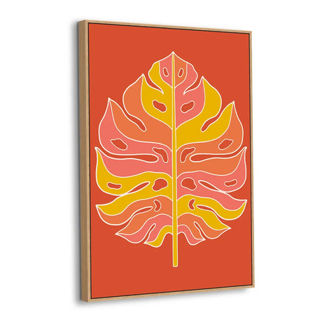 Sunset Monstera Leaf Canvas Wall Art
