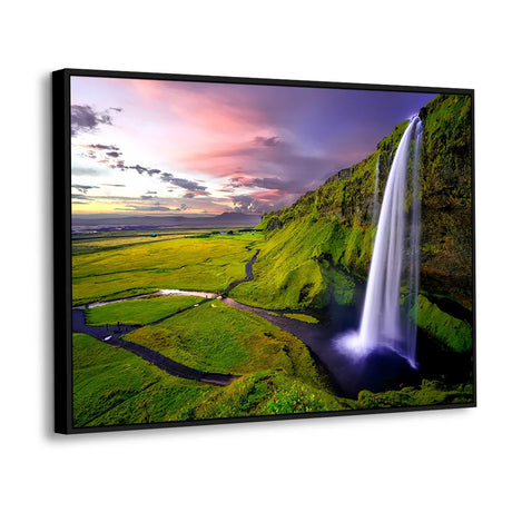 Sunset Over Seljalandsfoss Canvas Wall Art