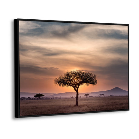 Sunset Savanna - African Landscape Tree Canvas Wall Art