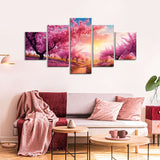 Blissful Sakura Sunrise Canvas Wall Art