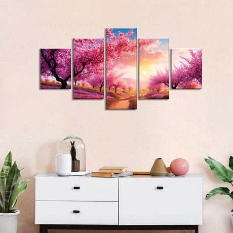 Blissful Sakura Sunrise Canvas Wall Art