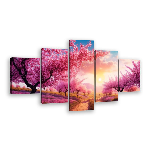 Blissful Sakura Sunrise Canvas Wall Art