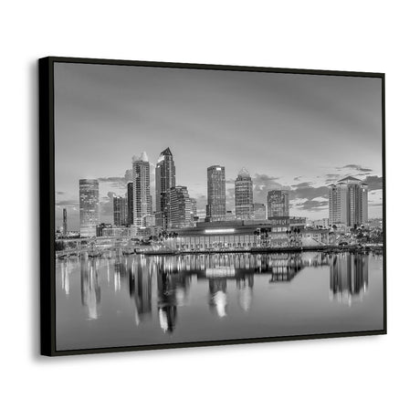 Tampa City Skyline Black And White Canvas Wall Art