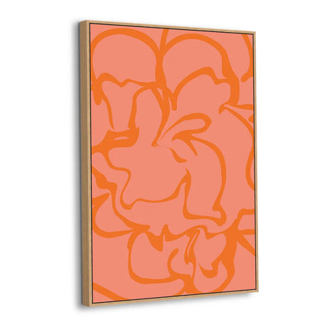 Tangerine Bloom Outline Canvas Wall Art
