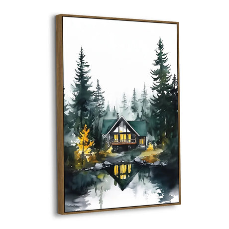 Tranquil Forest Cabin Canvas Wall Art