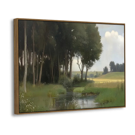 Tranquil Forest and Stream Landscape Canvas Wall Art